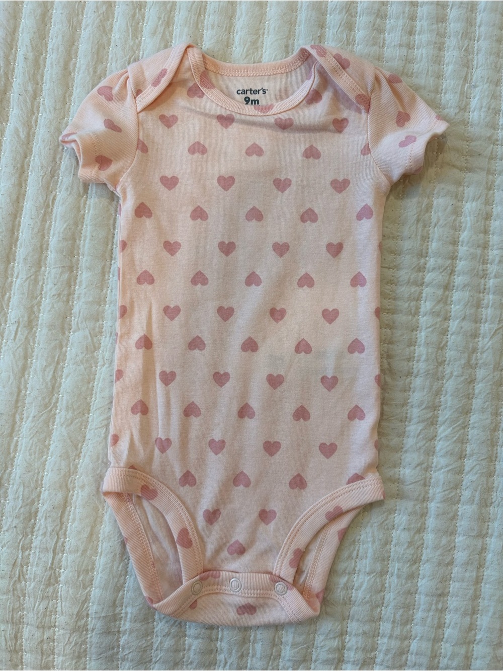 Carter's Pink Heart-Print Short Sleeve Baby Bodysuit